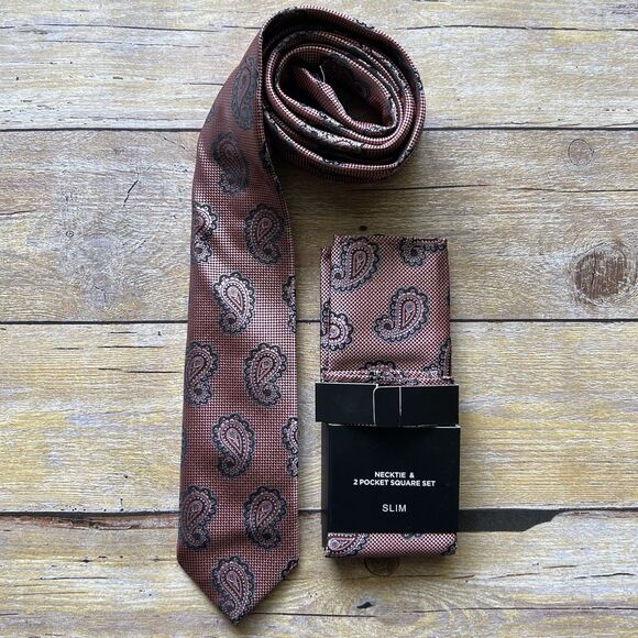 Adolfo One Size Mens Tie Orange 56”x 2” - Picture 9 of 12